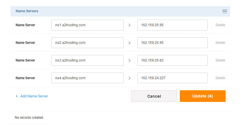 Add all your nameservers you want to point your domain to Add all your nameservers you want to point your domain to