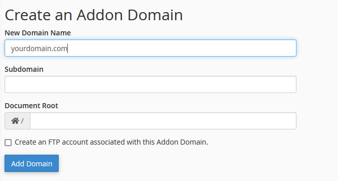 Add your addon domain in your cpanel Add your addon domain in your cpanel